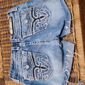 Rock Revival Light Blue Distressed Denim Jean Shorts